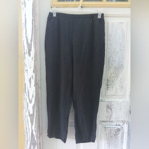 FLAX Black 100% Linen Pants - Elastic Waist, size Medium